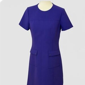 Elie Tahari Royal Purple Short-Sleeve Shift Dress